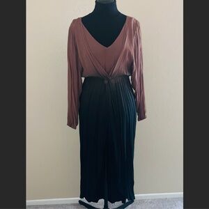 CATCH ME Black Brown Kimono Long Sleeve Ombre Rayon Open Back Dress S